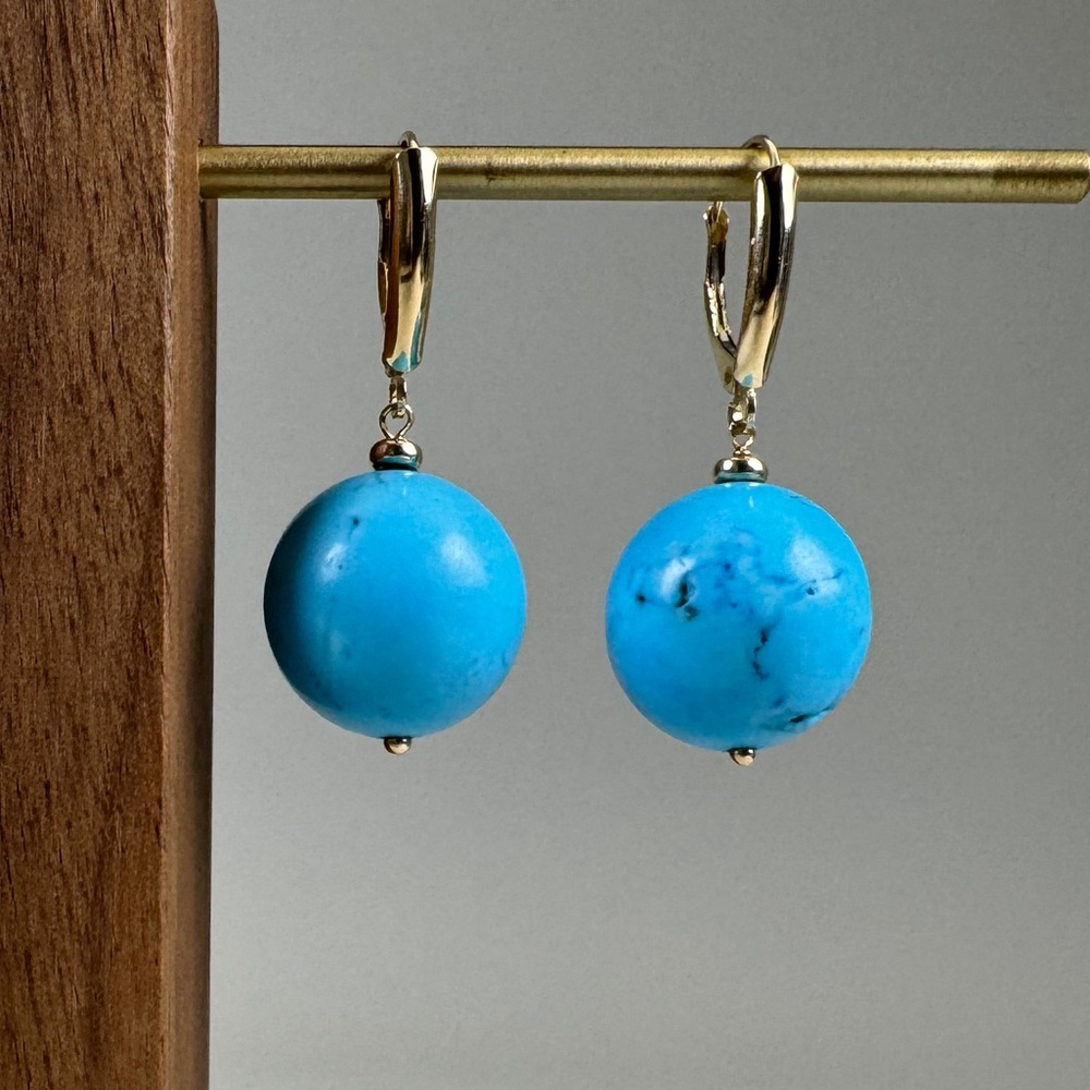 14K Gold and Turquoise Drop Earrings